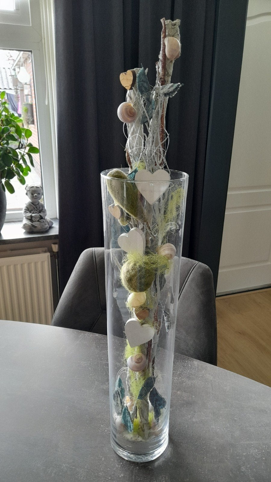 Droogstuk in Glazen Vaas!, Huis en Inrichting, Binnen, Beige, 70 cm, Ophalen of Verzenden