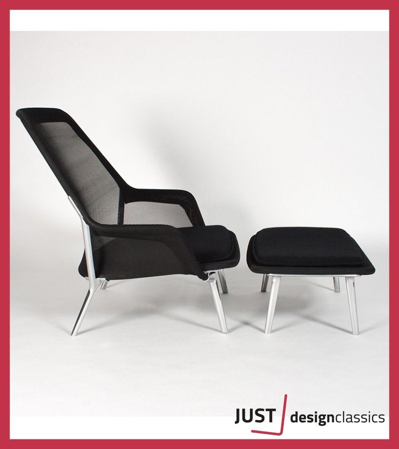 Vitra Slow Chair & Ottoman Zwart Tricot  (voorraad:2), Huis en Inrichting, Fauteuils, Niet ingevuld, Niet ingevuld, Ophalen of Verzenden