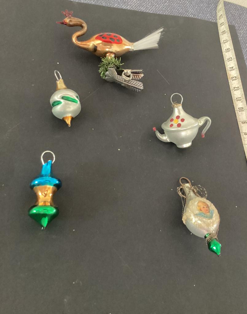 Oude kleine kerstballetjes setjes van 5 stuks, Ophalen of Verzenden