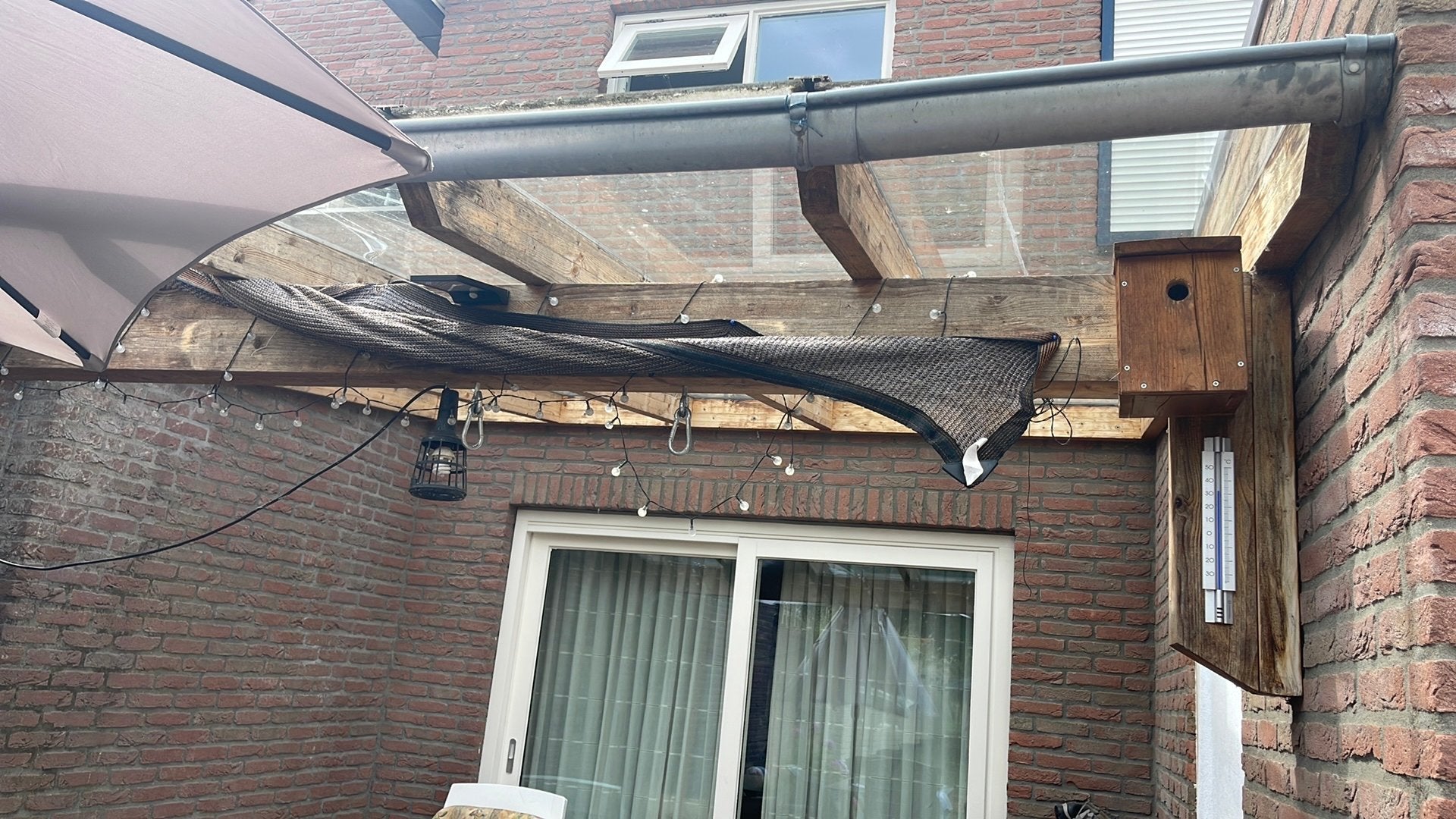 Afdak met dikke glazen platen 3,5x3,5m, Ophalen, Gebruikt, Overige typen