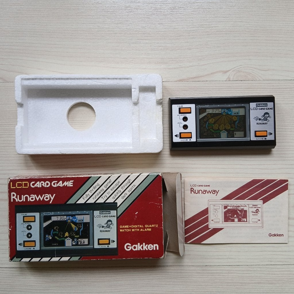 Vintage Gakken Runaway LCD Card Game CIB, Avontuur en Actie, 1 speler, Ophalen of Verzenden, Zo goed als nieuw