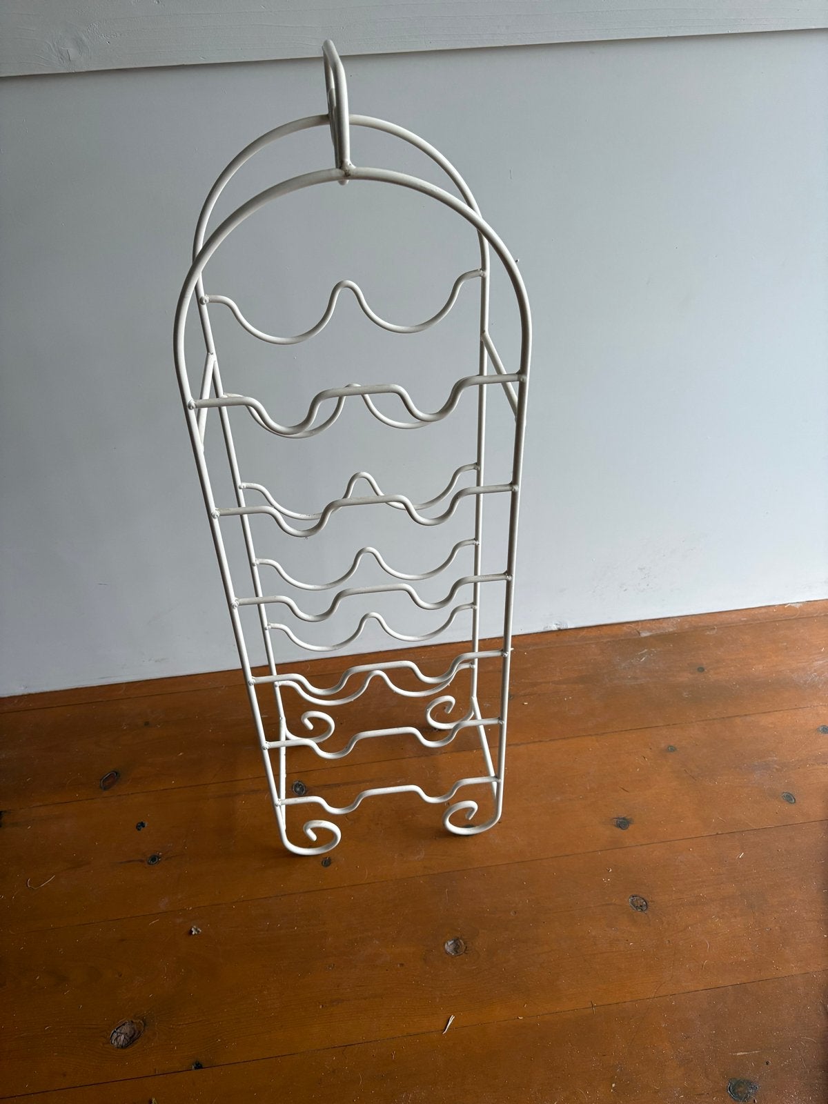 Brocante Wijnrek voor 12 Flessen - Wit Metaal, Huis en Inrichting, Woonaccessoires | Wijnrekken, Ophalen, Gebruikt, Metaal, 5 tot 15 flessen