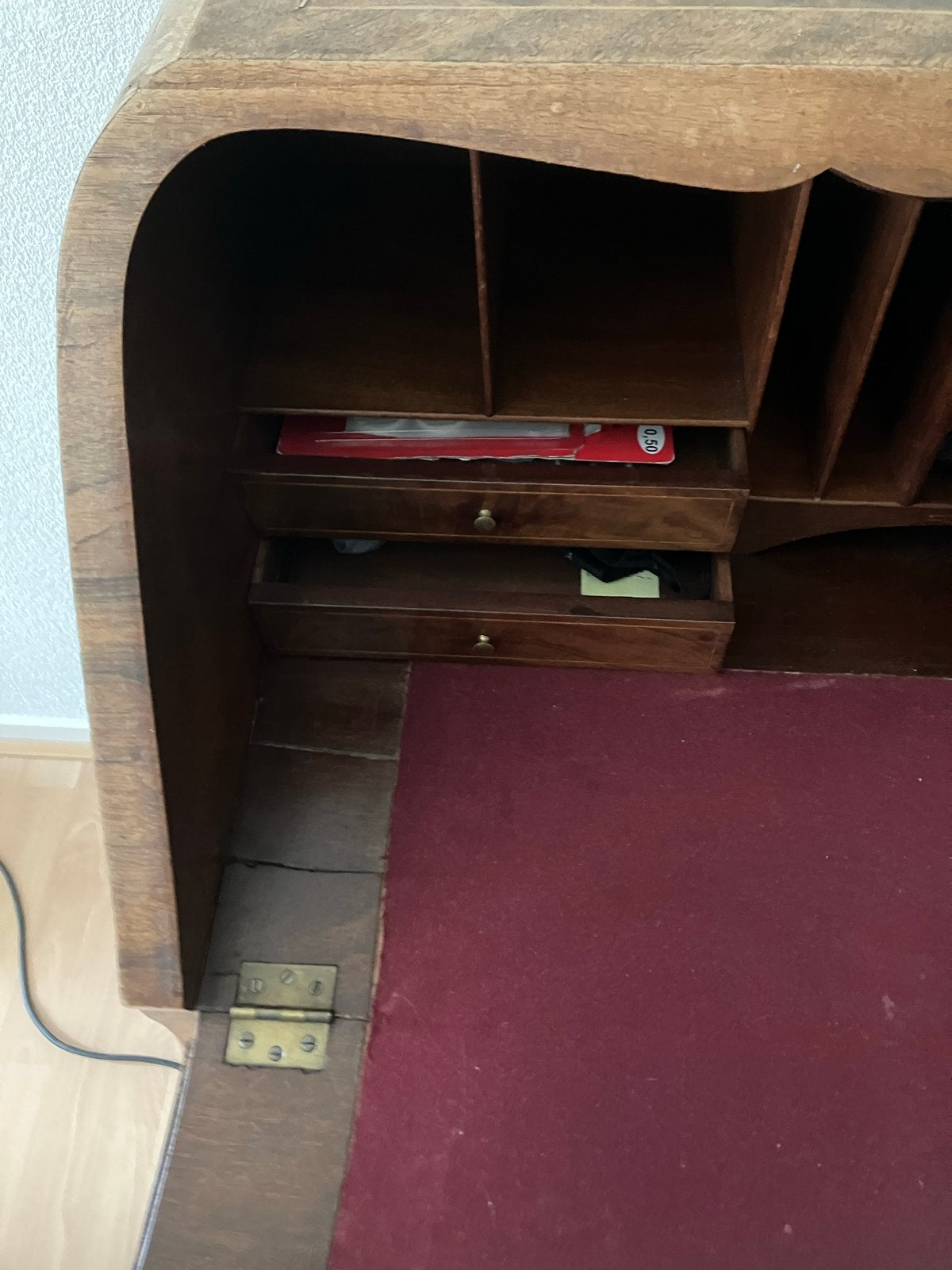 Antiek secretaire bureau met lade en opbergvakken, Ophalen