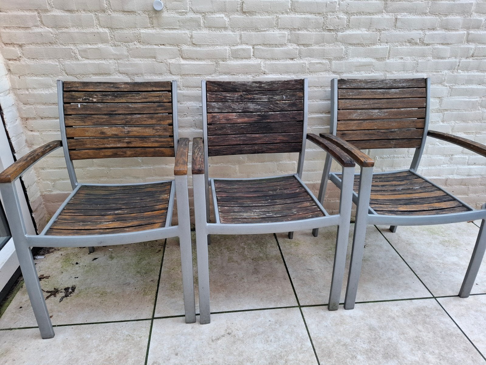 Tuinstoelen van hout en metaal - Set van 6, Ophalen, Gebruikt, Hout