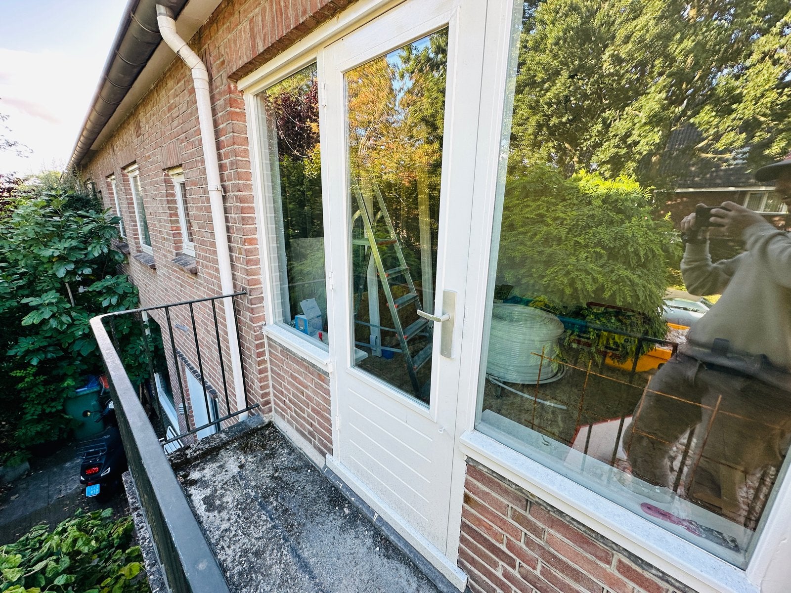 (Balkon)Buitendeur met glas en kozijn, Ophalen, Gebruikt, 80 tot 100 cm, Buitendeur