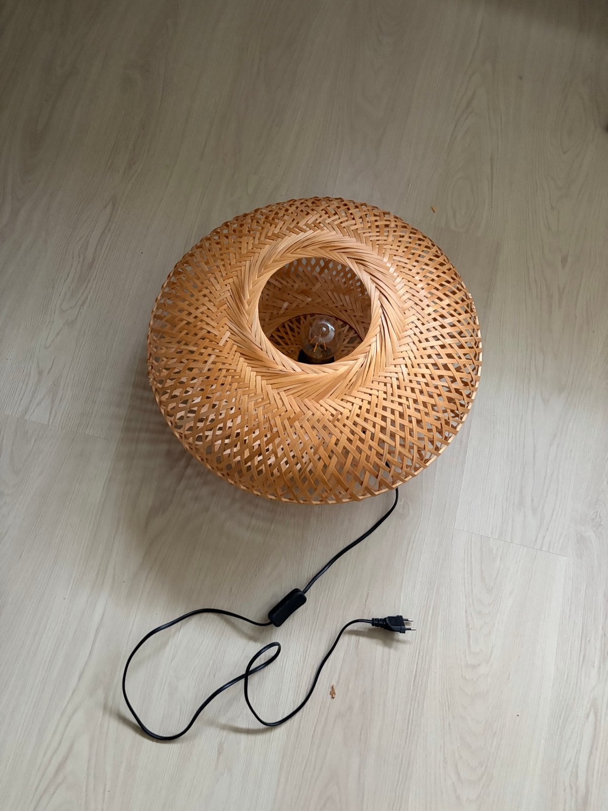 Wandlamp bamboe 55 cm - Bohemian stijl, Ophalen, Met snoer/stekker, Gebruikt, Bruin