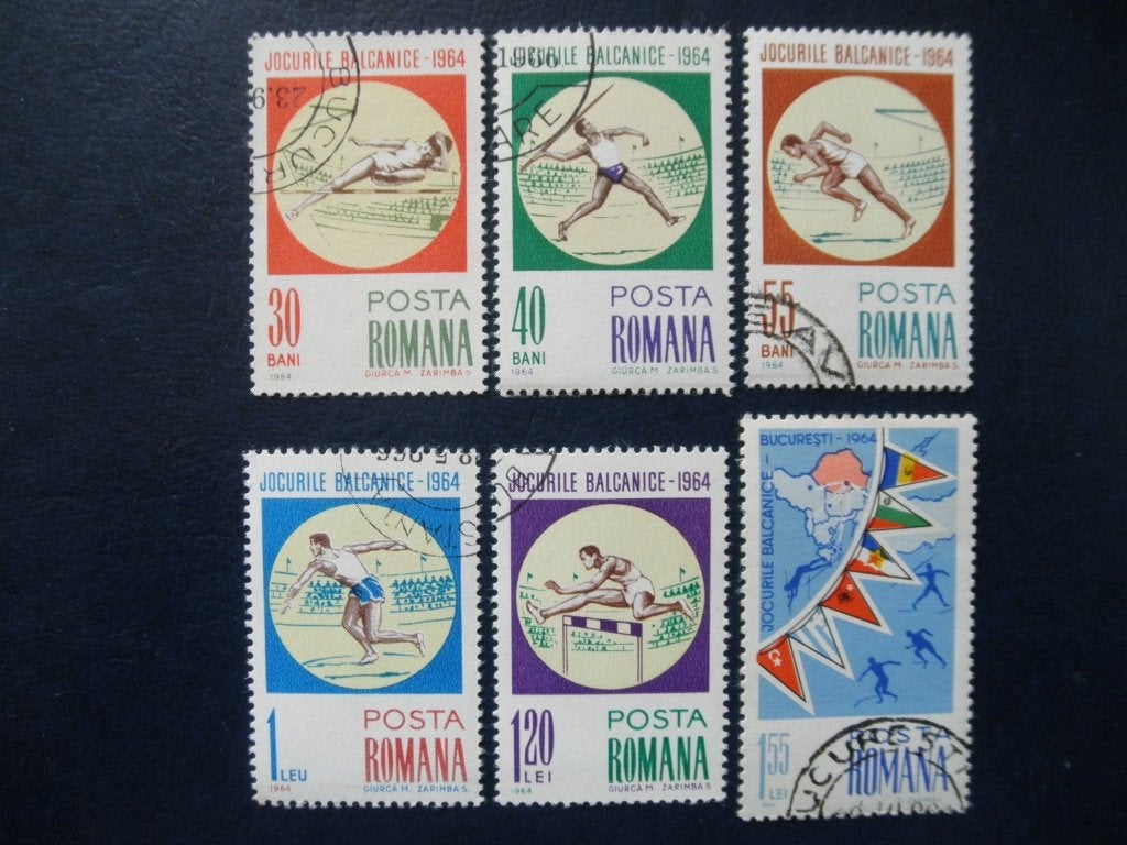 Postzegels Roemenië 1964 sport, atletiek, speerwerpen., Ophalen of Verzenden, Overige landen, Gestempeld