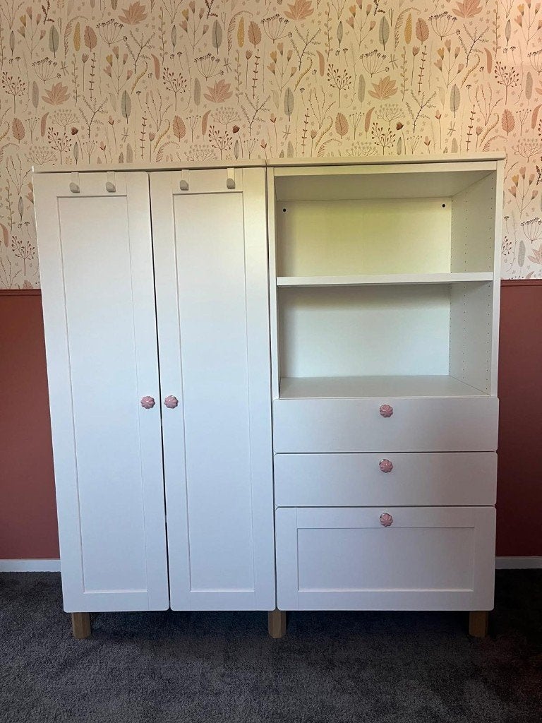 SMÅSTAD / PLATSA Kledingkast, wit, 2x60x57x123 cm, Ophalen, Kast, 105 cm of meer, Minder dan 50 cm