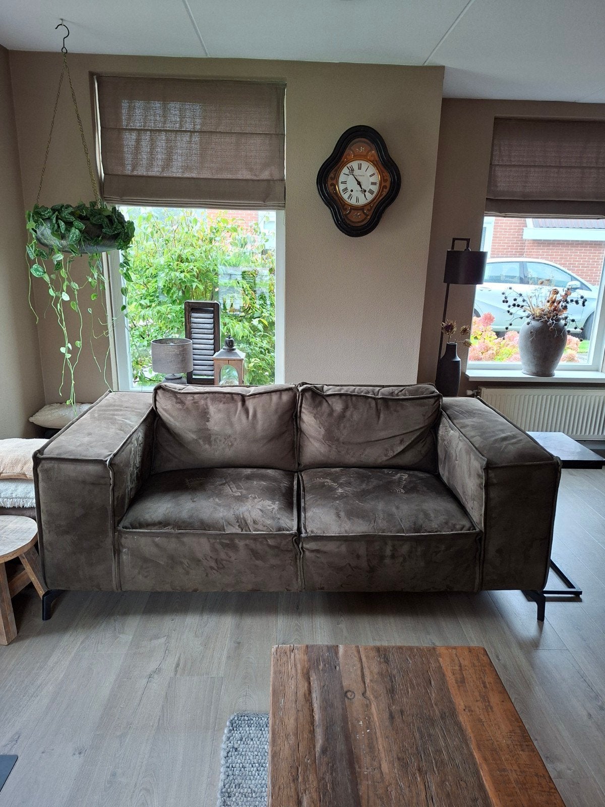 2.5-zits bank in olijfgroen, 4 jaar oud, Gebruikt, Driepersoons, 75 tot 100 cm, Ophalen of Verzenden