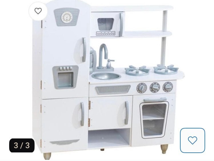 Grote witte houten speelkeuken met koelkast en oven, Ophalen, Gebruikt, Hout, Speelkeuken