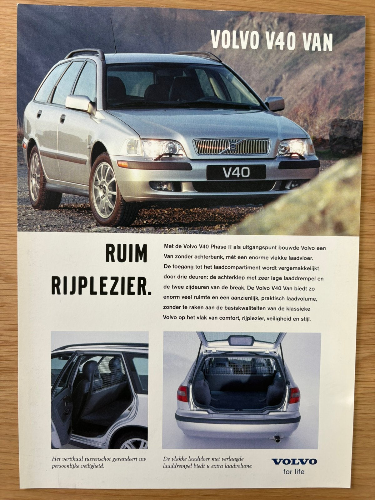 Volvo V40 van Phase II bedrijfsauto folder 2001, Ophalen of Verzenden, Zo goed als nieuw, Volvo