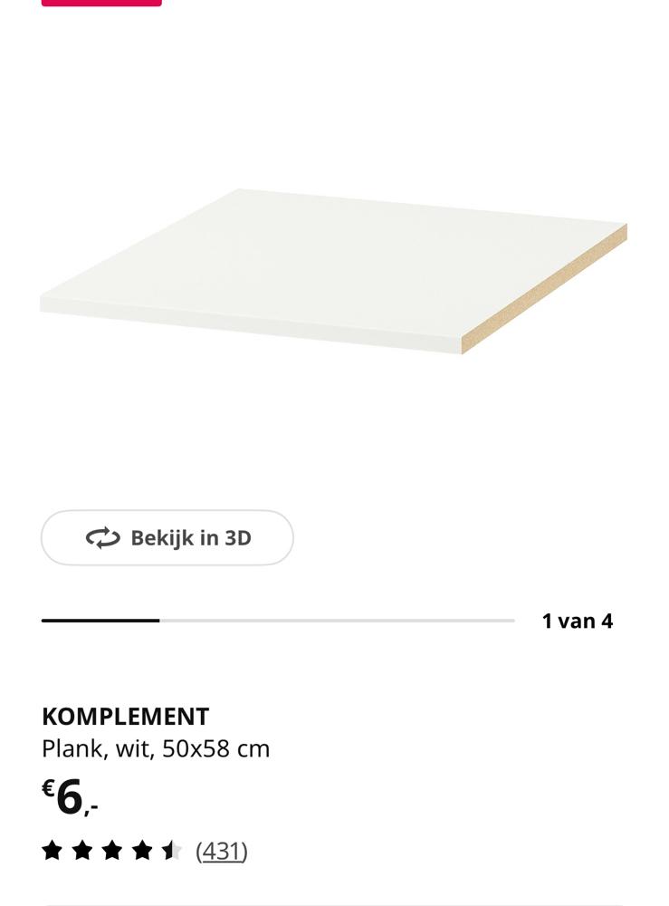 Komplement plank pax kast, Huis en Inrichting, Kasten | Kledingkasten, Zo goed als nieuw, Minder dan 100 cm, 50 tot 75 cm, 50 tot 100 cm