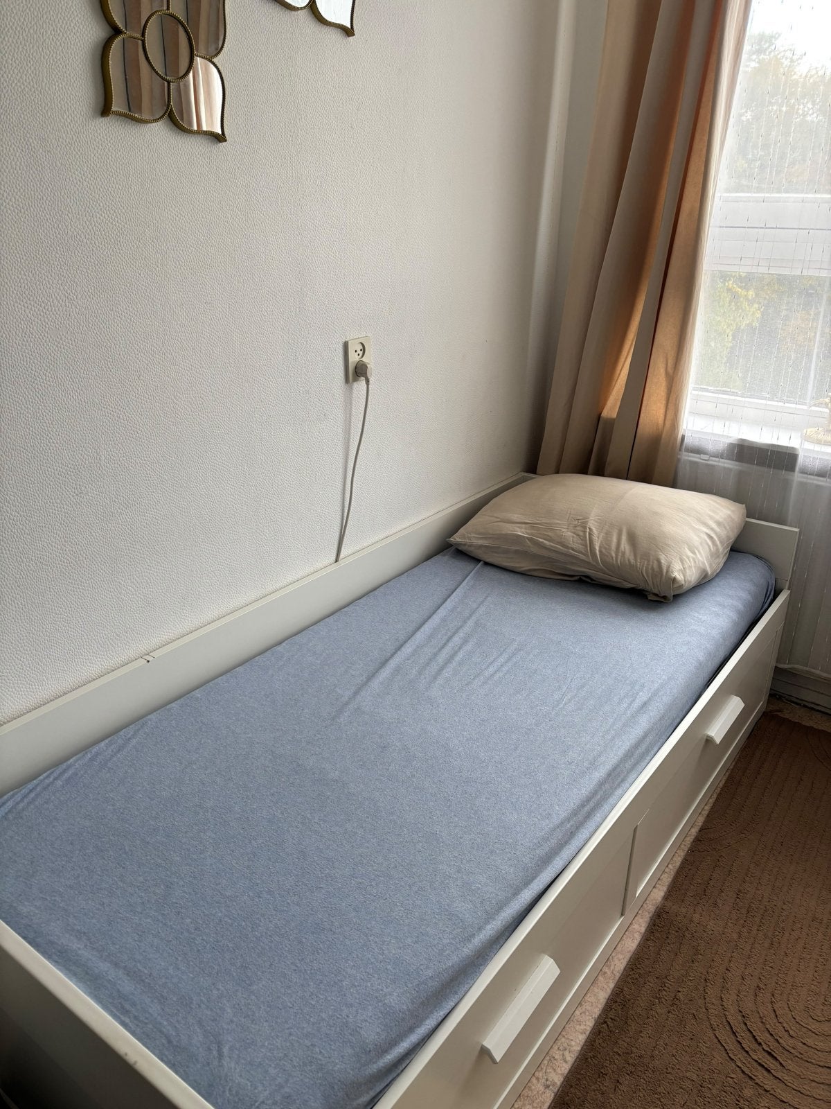 IKEA Hemnes bedbank wit met 2 matrassen en 2 lades, Ophalen, Gebruikt, Wit, Tweepersoons