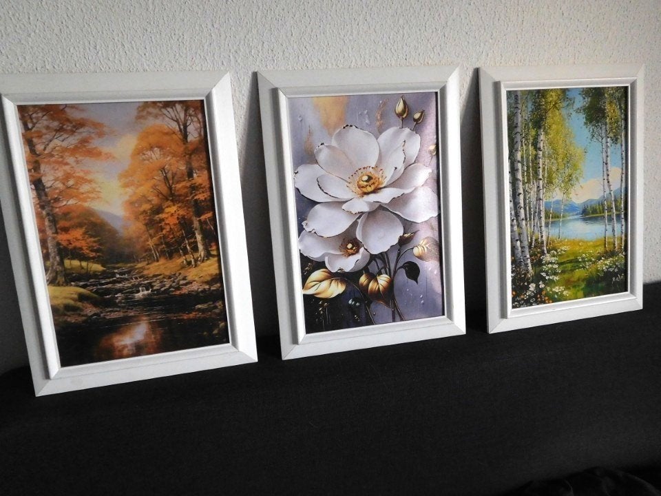 Natuur Print Portret op Canvas papier in witte houten lijst, Huis en Inrichting, Ophalen, Minder dan 50 cm, Gebruikt, Print
