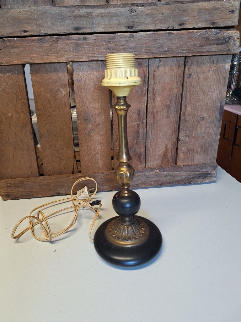 Oude Lampenvoet Zwart met Koper - 32 cm hoog, Ophalen, Koper