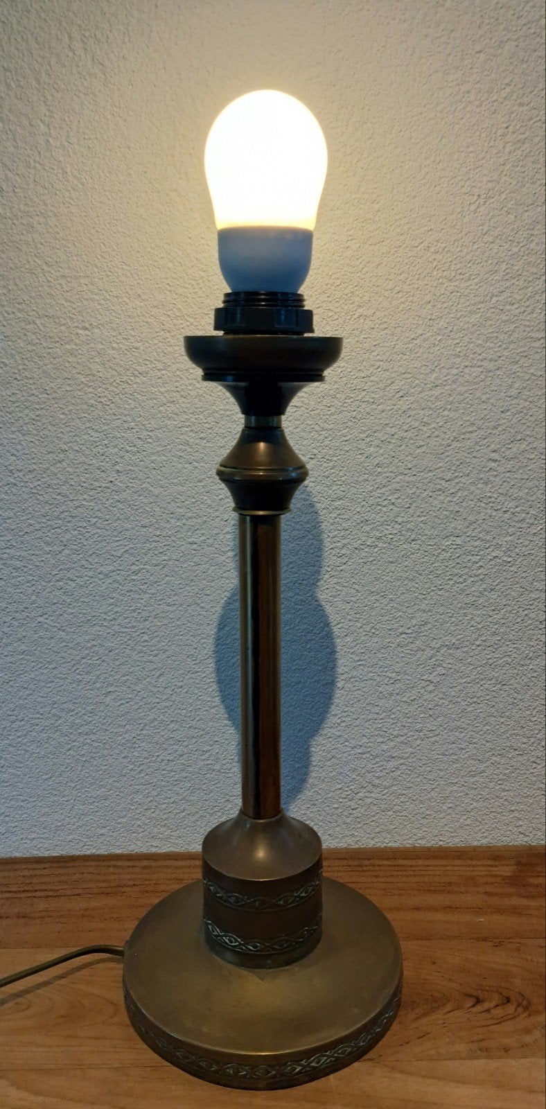 Design vintage koperen tafellamp Hollywood Regency-stijl, Ophalen of Verzenden, Zo goed als nieuw, Metaal