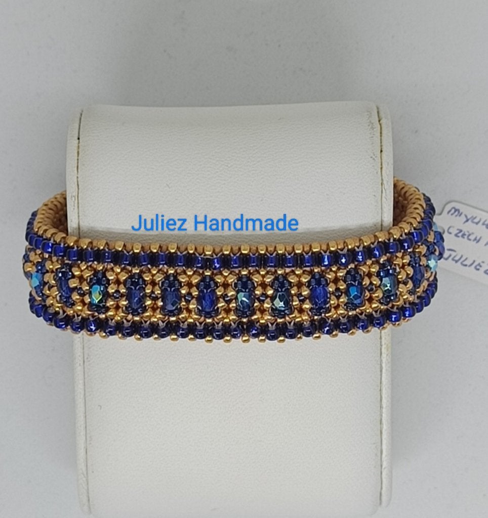 Exclusieve unieke armband Miyuki kralen Juliez Handmade, Met kristal, Overige materialen, Blauw, Nieuw