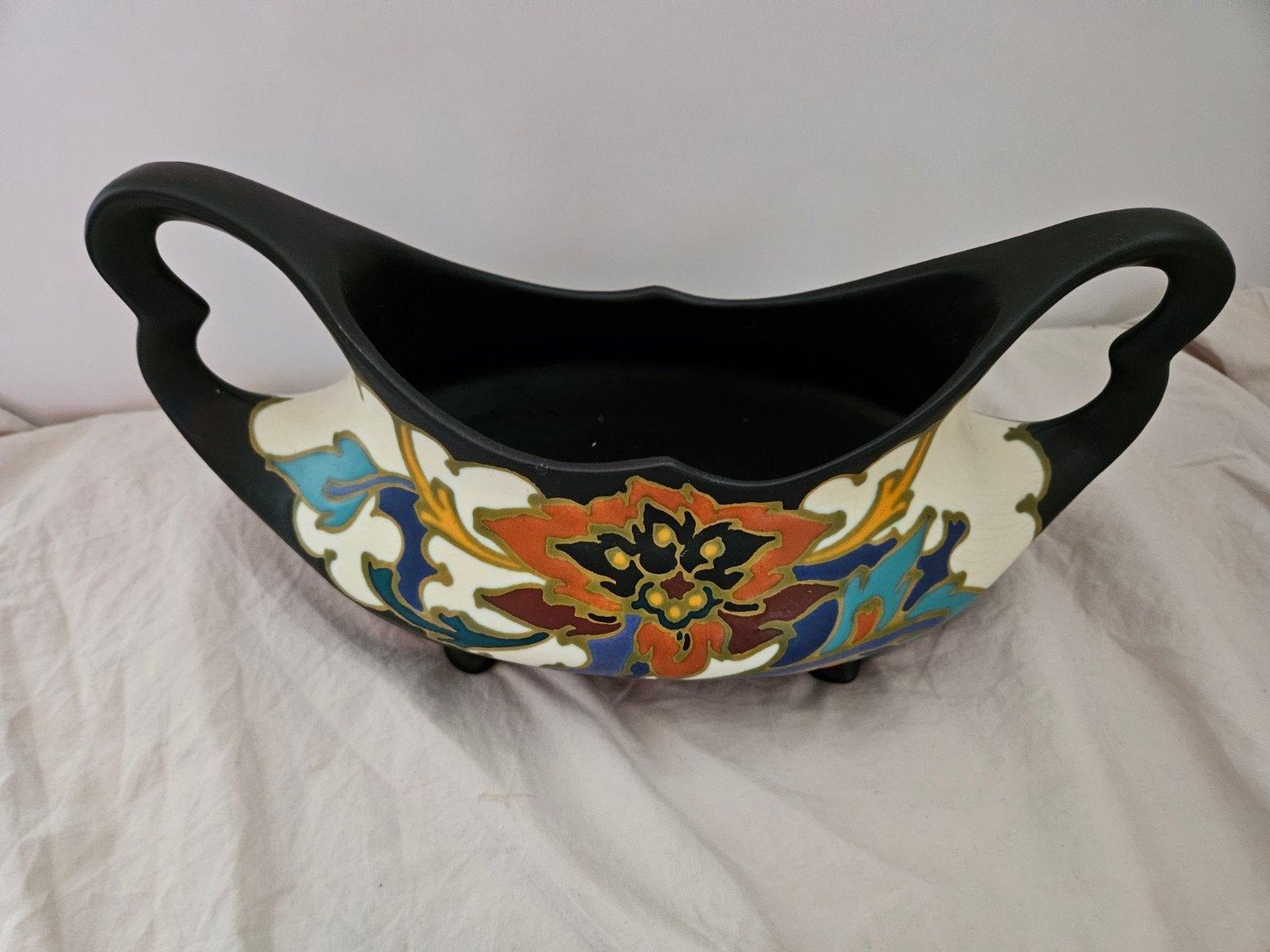 Antieke Gouda plateel-jardinière, Ophalen of Verzenden