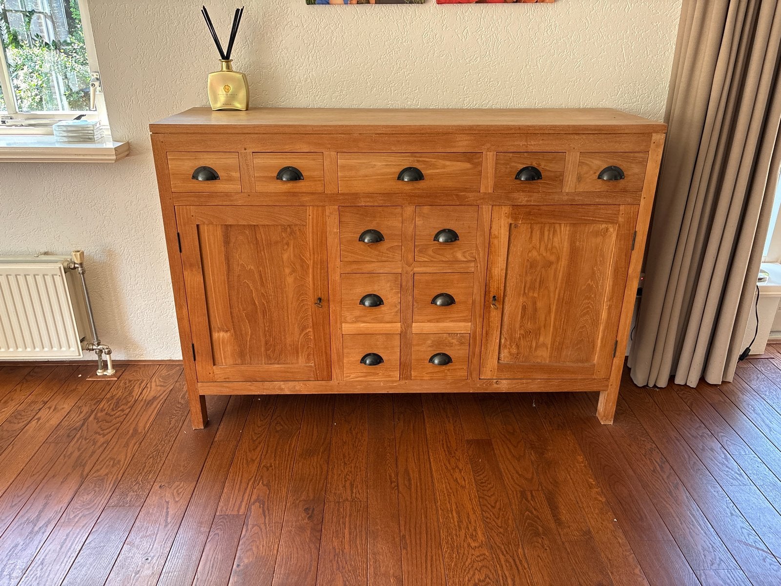 Massief houten dressoir met lades en deuren, Ophalen, Gebruikt, 150 tot 200 cm, Met lade(s)