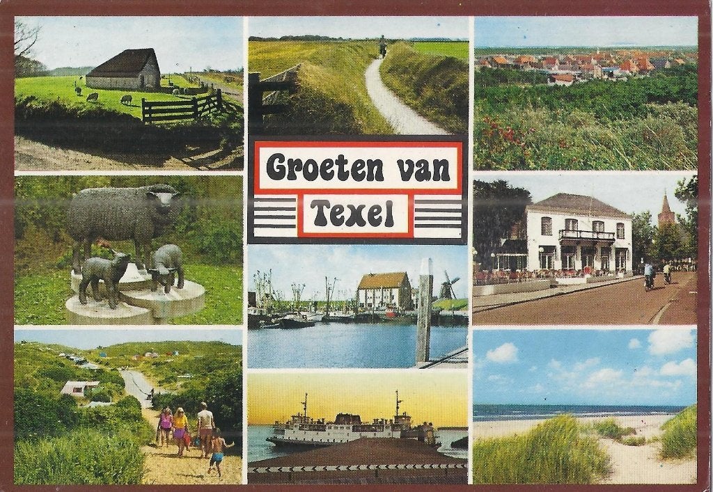 R22 Gelopen ansichtkaart groeten van texel, Ophalen of Verzenden, 1980 tot heden, Gelopen, Waddeneilanden