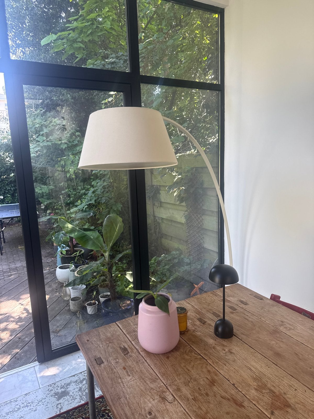 Vintage Booglamp met Marmeren Voet - Stijlvolle Vloerlamp, Ophalen, Gebruikt, E27 (groot), Metaal