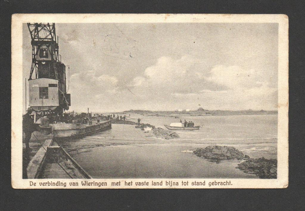 De verbinding tussen Wieringen en vasteland bijna volbracht., Ophalen of Verzenden, Voor 1920, Gelopen, Noord-Holland