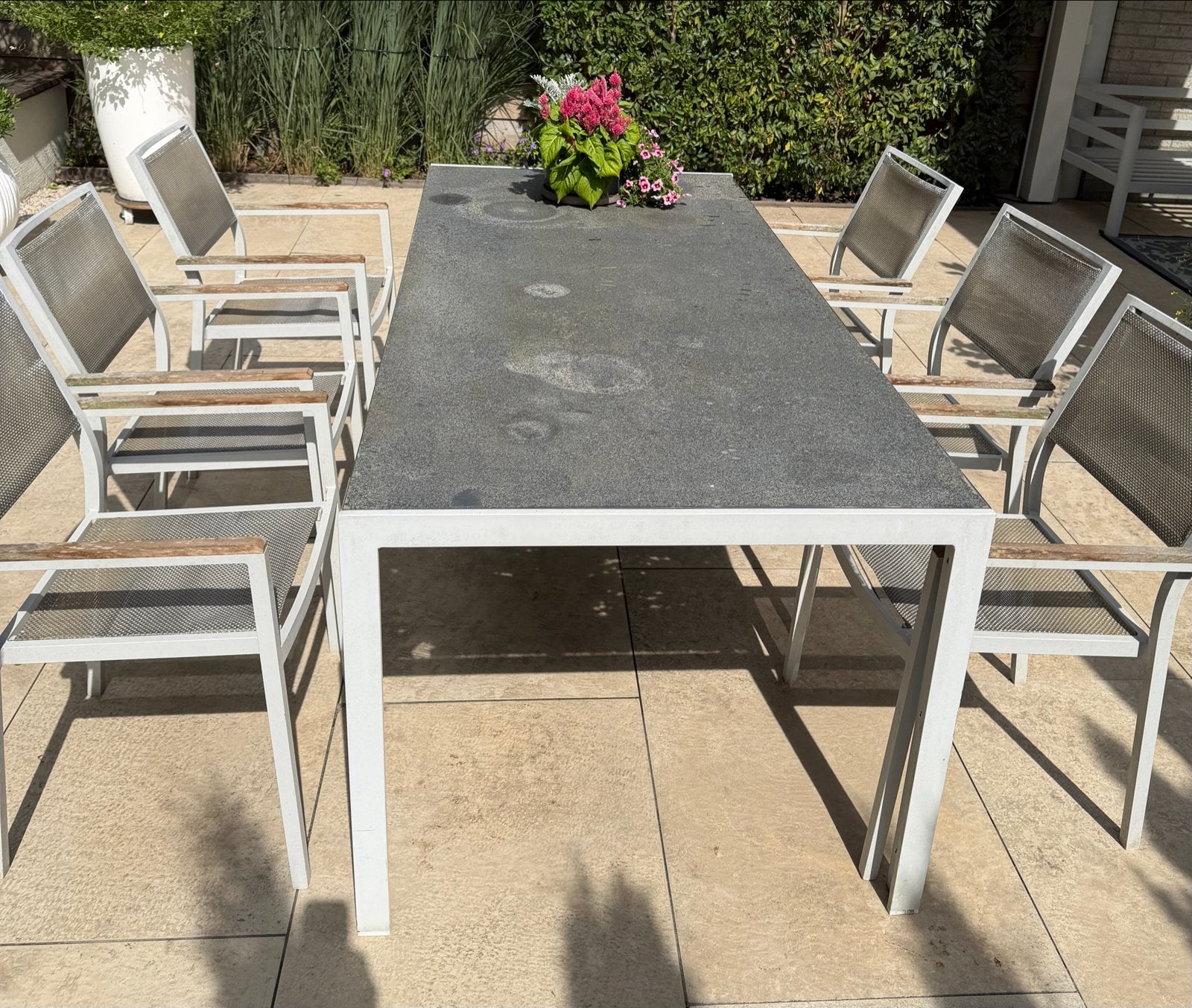 Tuinset Kees Smit met glazen tafel en metalen frame, Tuin en Terras, Tuinsets en Loungesets, Ophalen, Overige materialen, Gebruikt