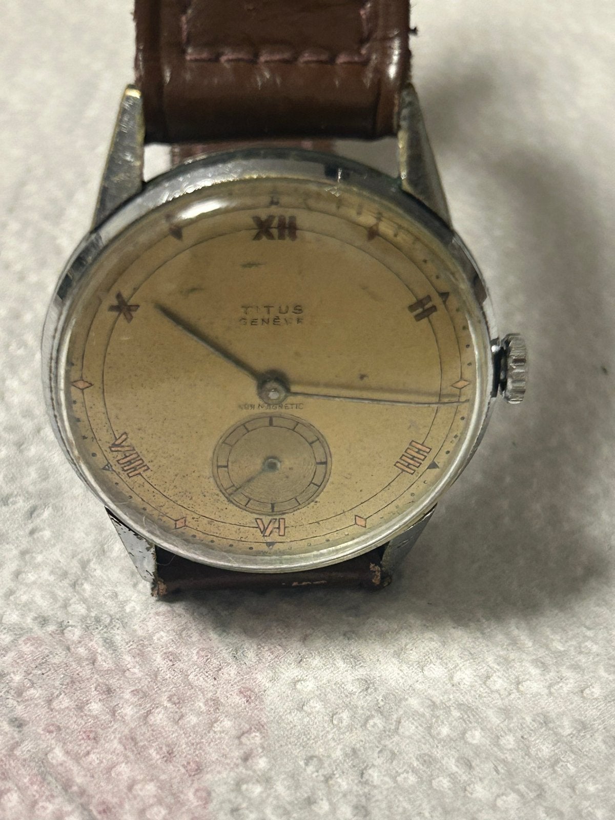 Vintage Titus Genève Polshorloge - Jaren '30-'60, Overige merken, Overige materialen, Met bandje, Polshorloge