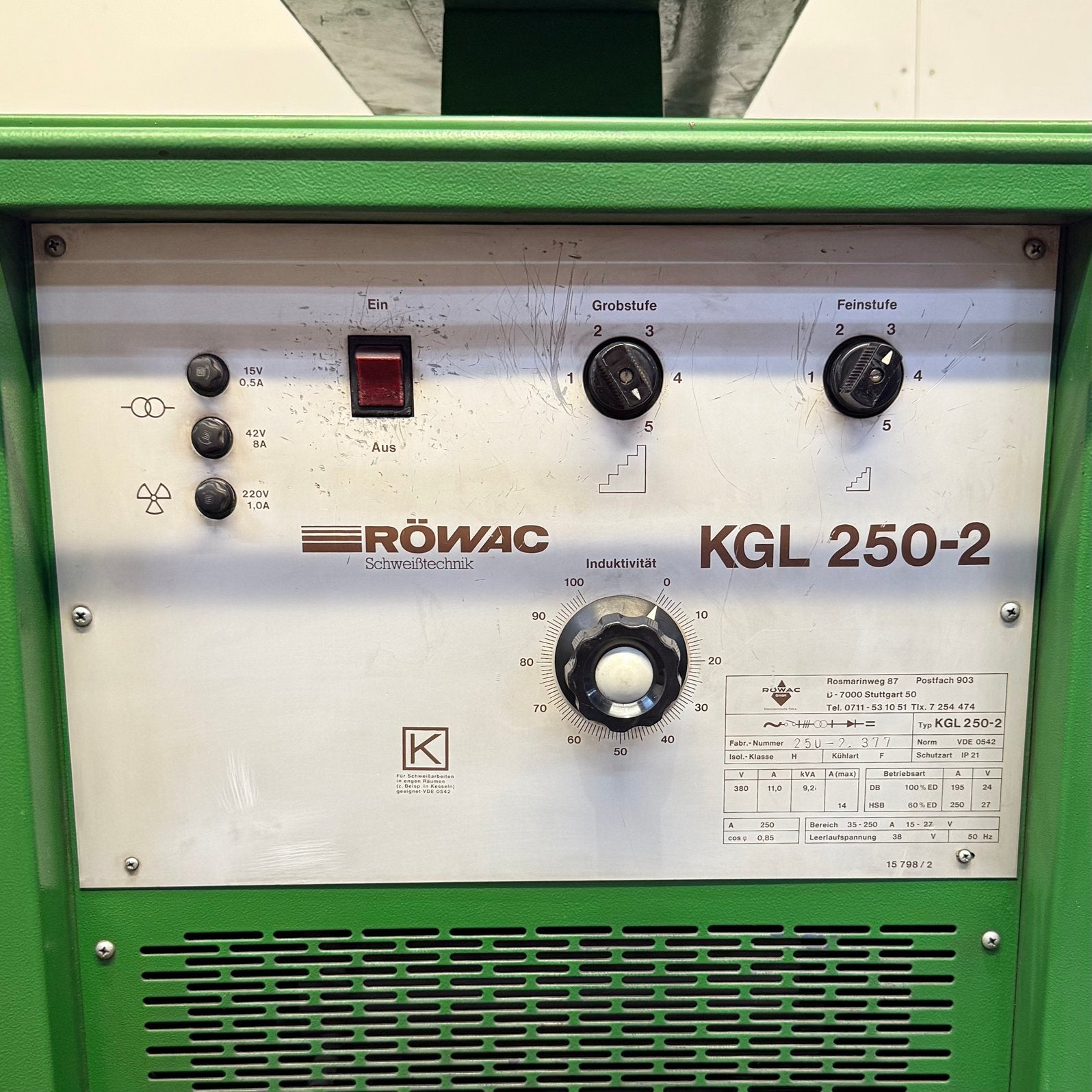 Rowac KGL 250-2 MIG/MAG Lasmachine Lasapparaat Co2 380V, Gebruikt, Ophalen of Verzenden, Rowac GmbH, 250 ampère of meer
