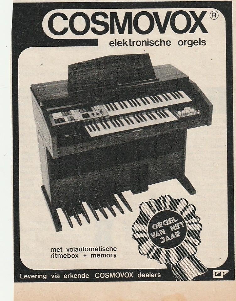 Retro reclame 1976 Cosmovox orgel prijs orgel van het jaar, Verzamelen, Retro, Overige typen, Verzenden