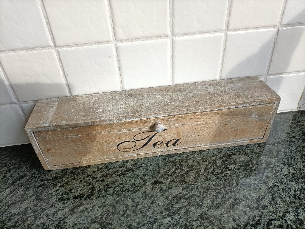 Houten theedoos, Ophalen, Gebruikt, Hout, Theedoos