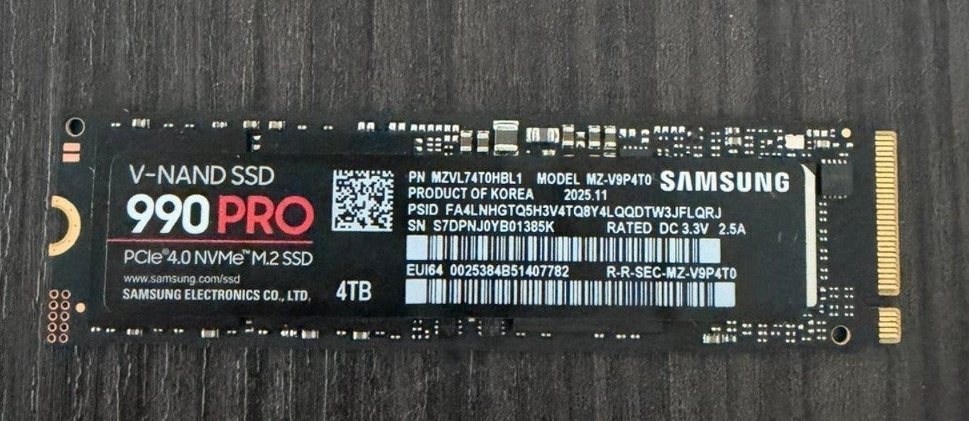 Samsung 990 PRO 4TB NVMe M.2 SSD - 100% CrystalDiskInfo, Intern, Server, SSD, Ophalen of Verzenden