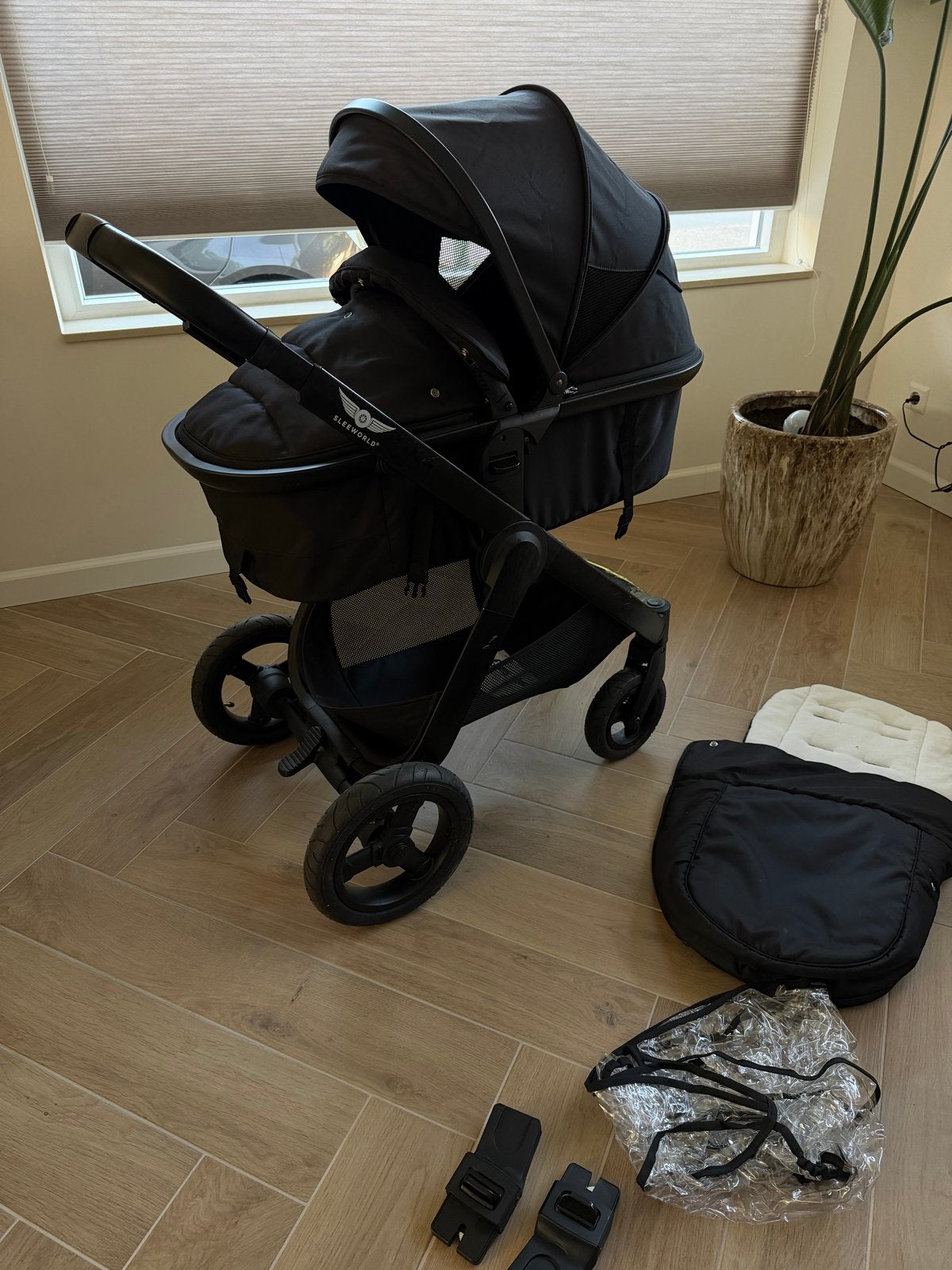 Sleeworld Combiwagen Zwart supreme., Kinderen en Baby's, Kinderwagens en Combinaties, Overige merken, Gebruikt, Ophalen of Verzenden