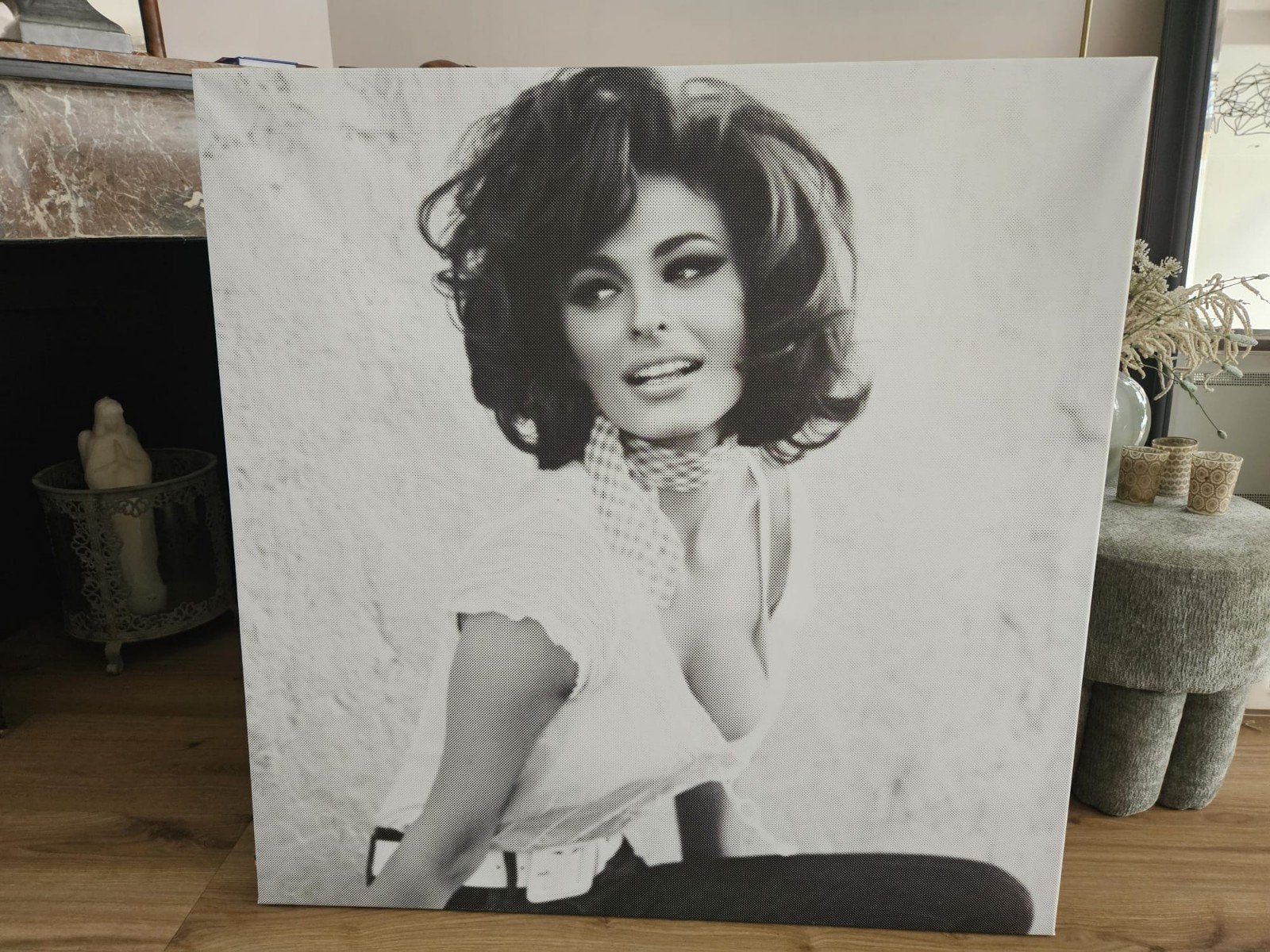 Canvas schilderij Sophia Loren - Zwart-wit, Ophalen of Verzenden, Zo goed als nieuw, Schilderij, 75 tot 100 cm