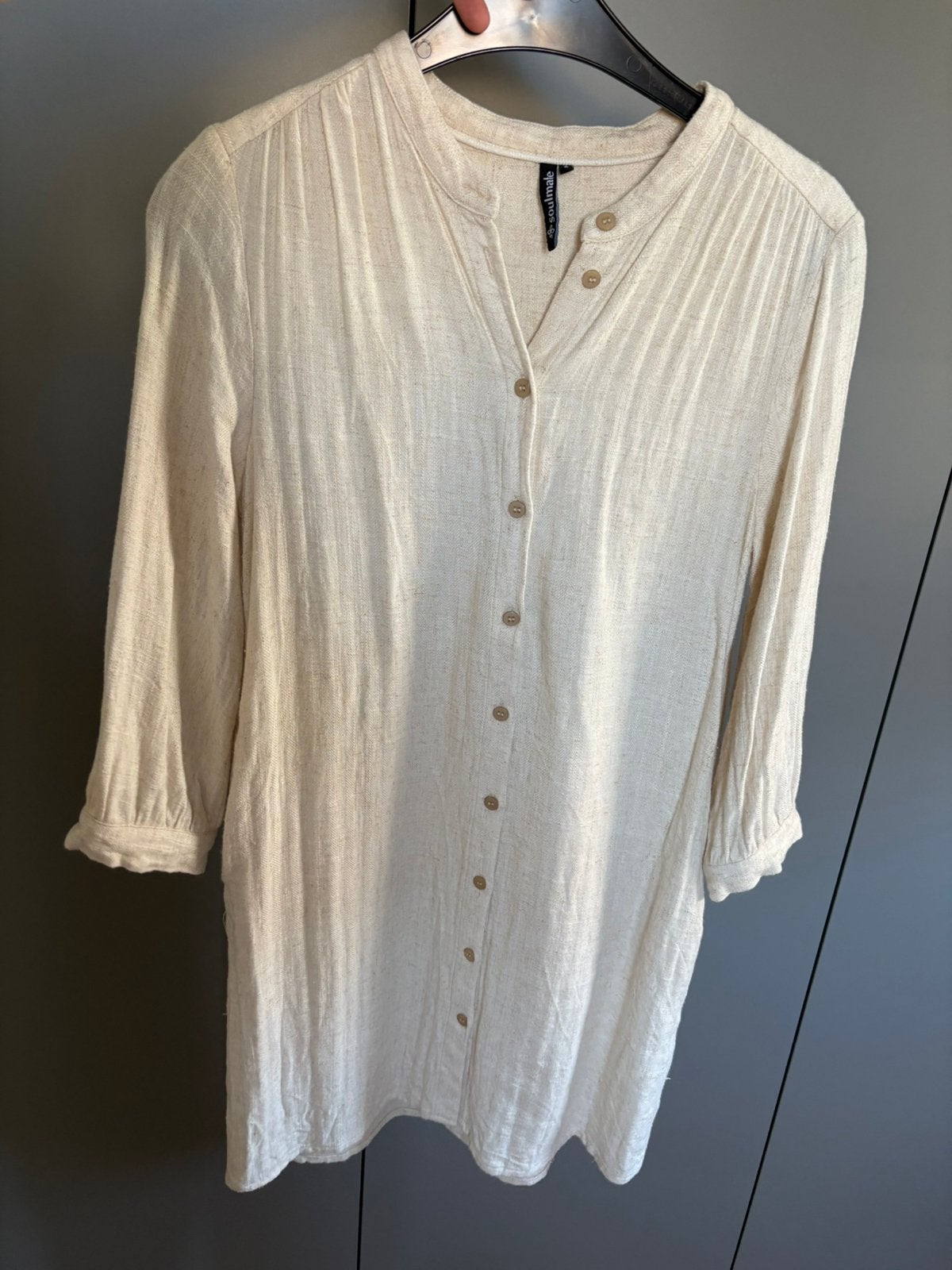 Beige linnen zomerjurk maat S maat 36 MSCH Copenhagen, Ophalen of Verzenden, Nieuw, Maat 36 (S), Beige