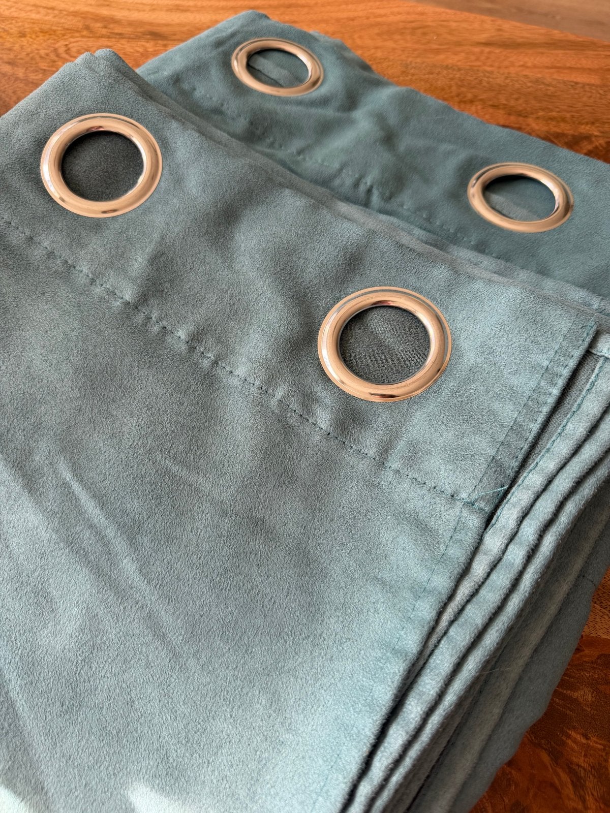 Gordijnenset 140x250 cm - Groen/Blauw met ringen, Met ringen, Ophalen of Verzenden, Zo goed als nieuw, Gordijn