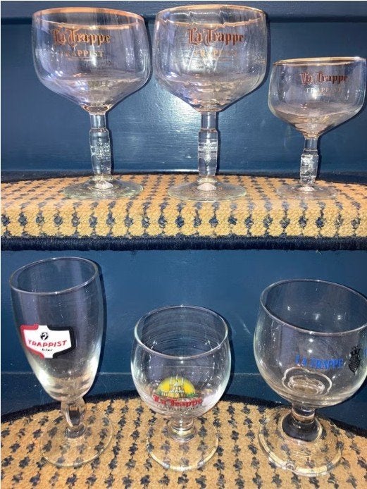 6 La Trappe Trappist Bierglazen Bolletje Bokaal Prijs Stuk!, Ophalen, Zo goed als nieuw, Glas of Glazen, La Trappe