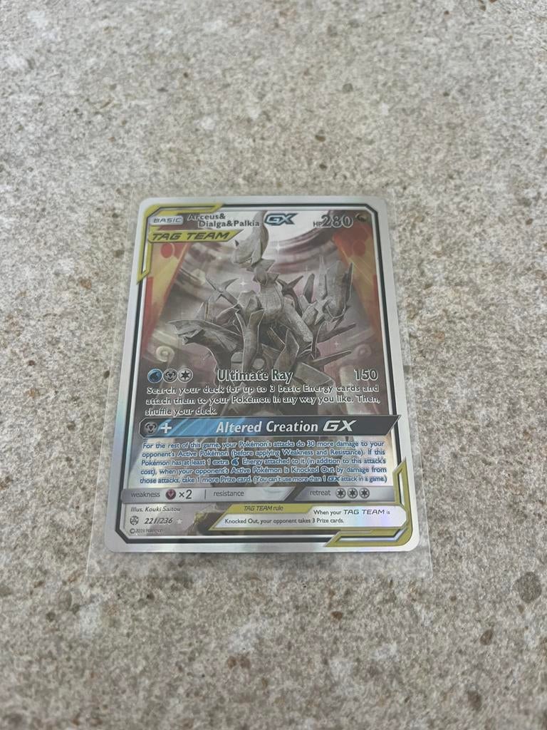 Pokemon kaart ‘arceus&Diagla&Palkia, Ophalen of Verzenden, Zo goed als nieuw