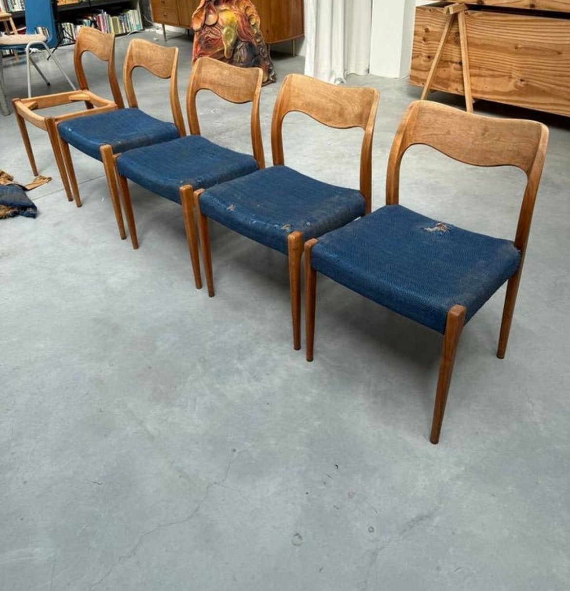 Niels Moller vintage design mod 71 stoelen deens møller, Huis en Inrichting, Ophalen, Gebruikt, Vijf, Zes of meer stoelen