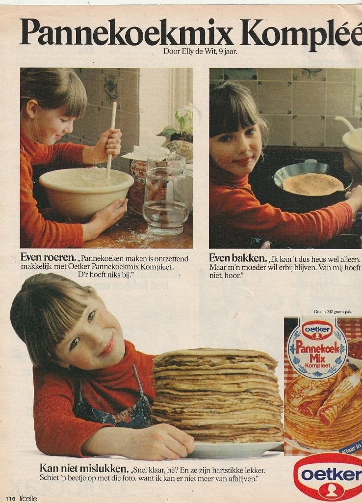 retro reclame 1979 Dr. Oetker pannenkoeken Boerenbont, Verzenden, Overige typen