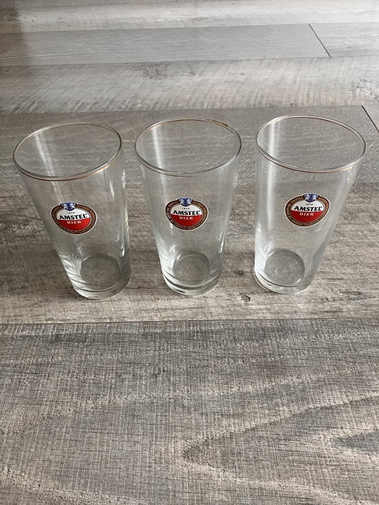 Amstel bierglazen 0,25l (3x), Glas of Glazen, Ophalen of Verzenden, Overige stijlen, Glas