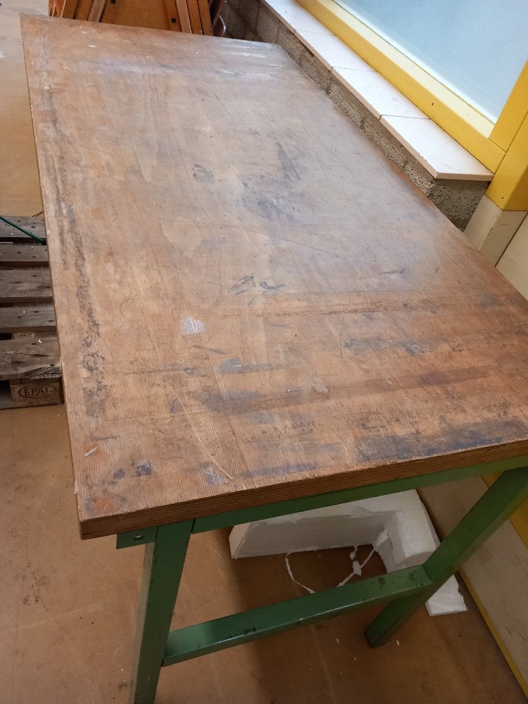 Robuuste stalen werktafel, werkbank met 40mm werkblad, Ophalen, Gebruikt, 120 tot 170 cm