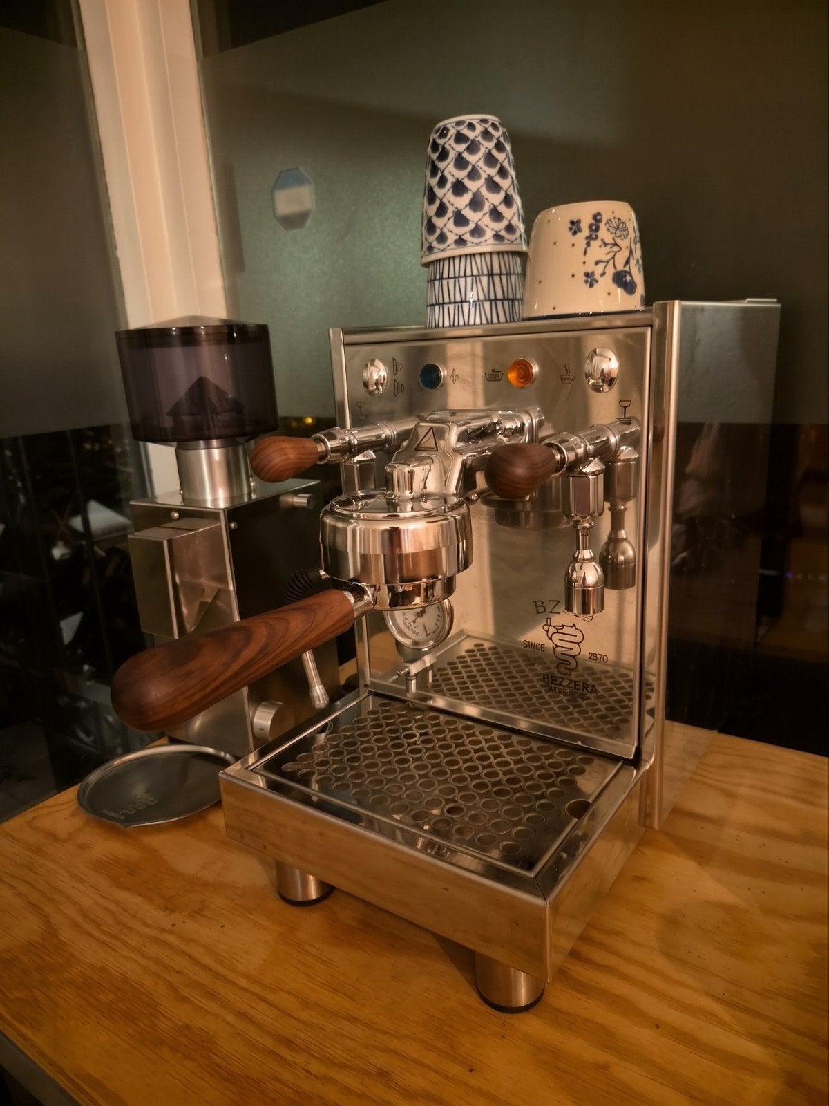 Bezzera BZ10 espressomachine + BB005 maler (walnoot details), Ophalen, Espresso apparaat