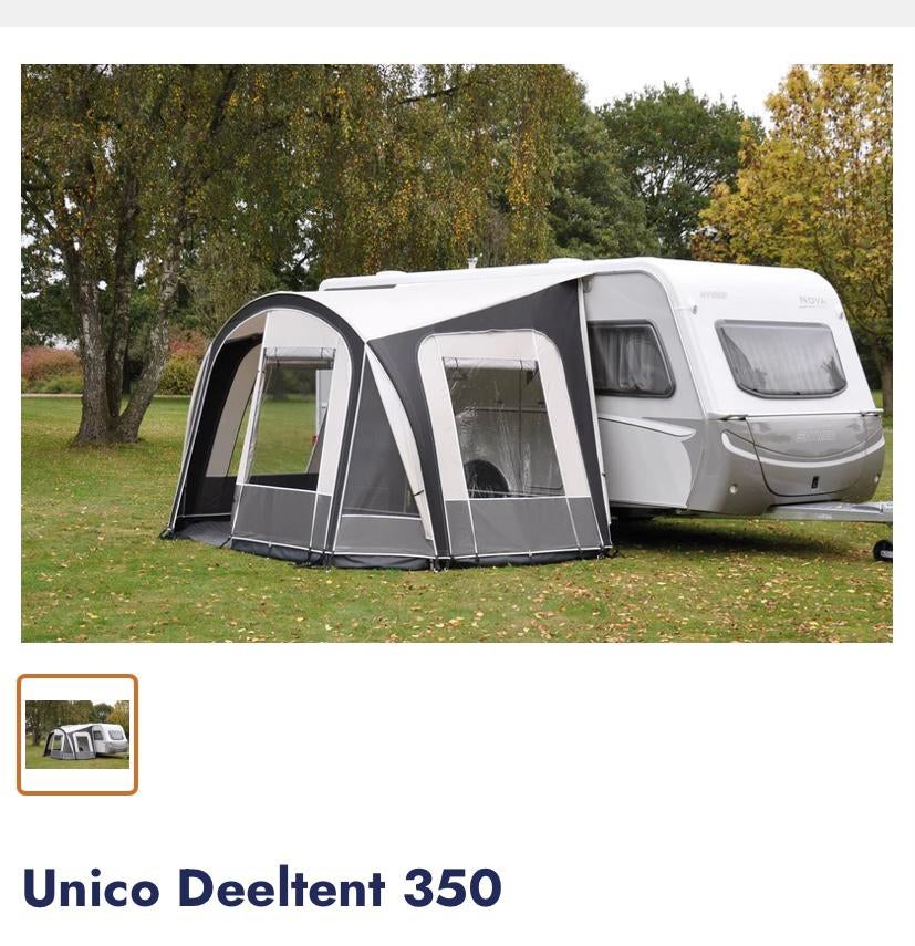 Unico deeltent 350 een voortent voor caravan, Caravans en Kamperen, Ophalen, Gebruikt