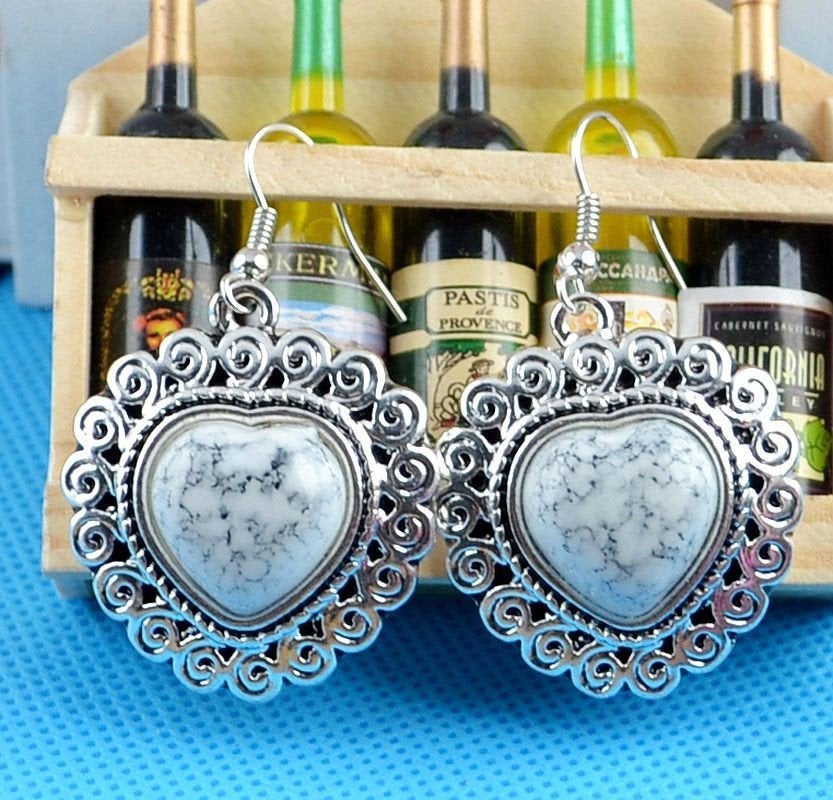 Classical hot cute white/blueTurquoise tibet silver hook, Hangers, Nieuw, Ophalen of Verzenden, Zilver