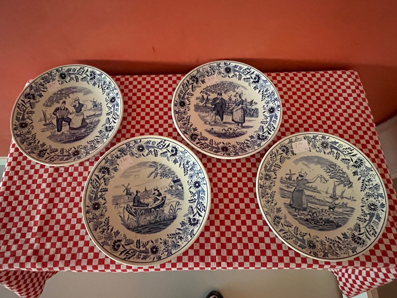 4 Delfts blauwe bordjes, BOCH, Ophalen of Verzenden