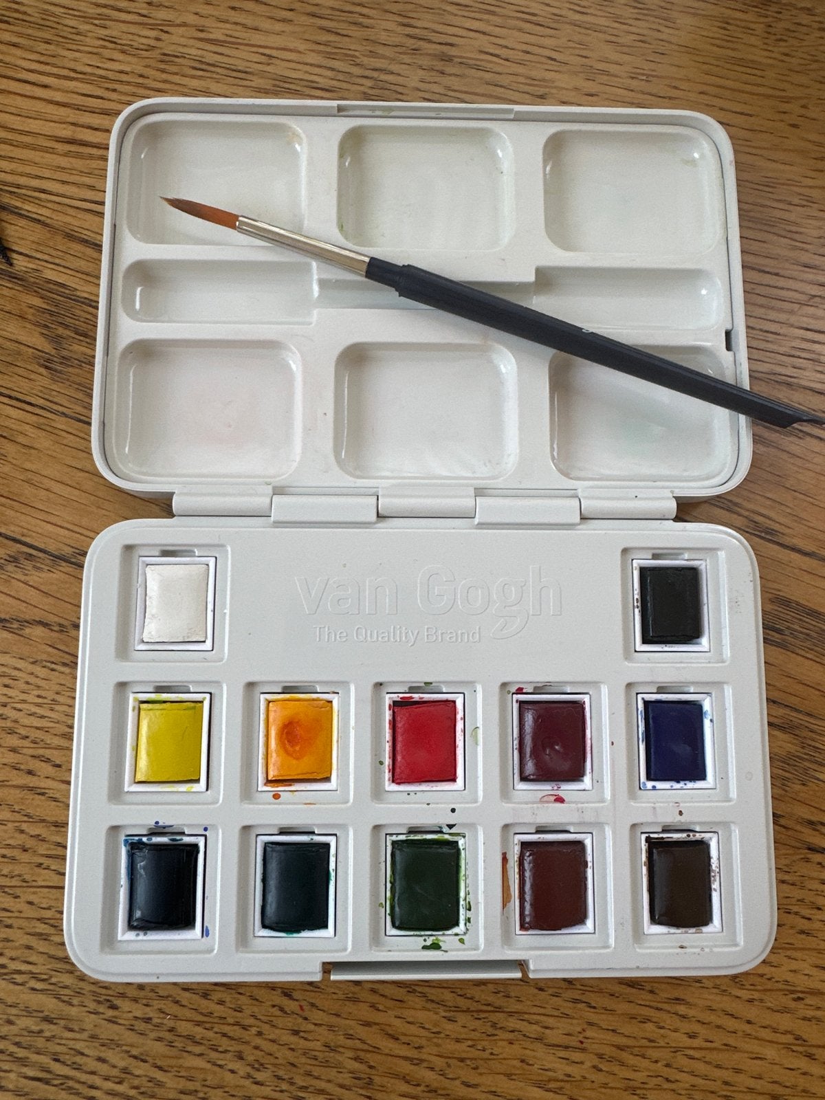 Van Gogh aquarelverf set - 12 kleuren met penseel, Ophalen of Verzenden, Zo goed als nieuw, Waterverf