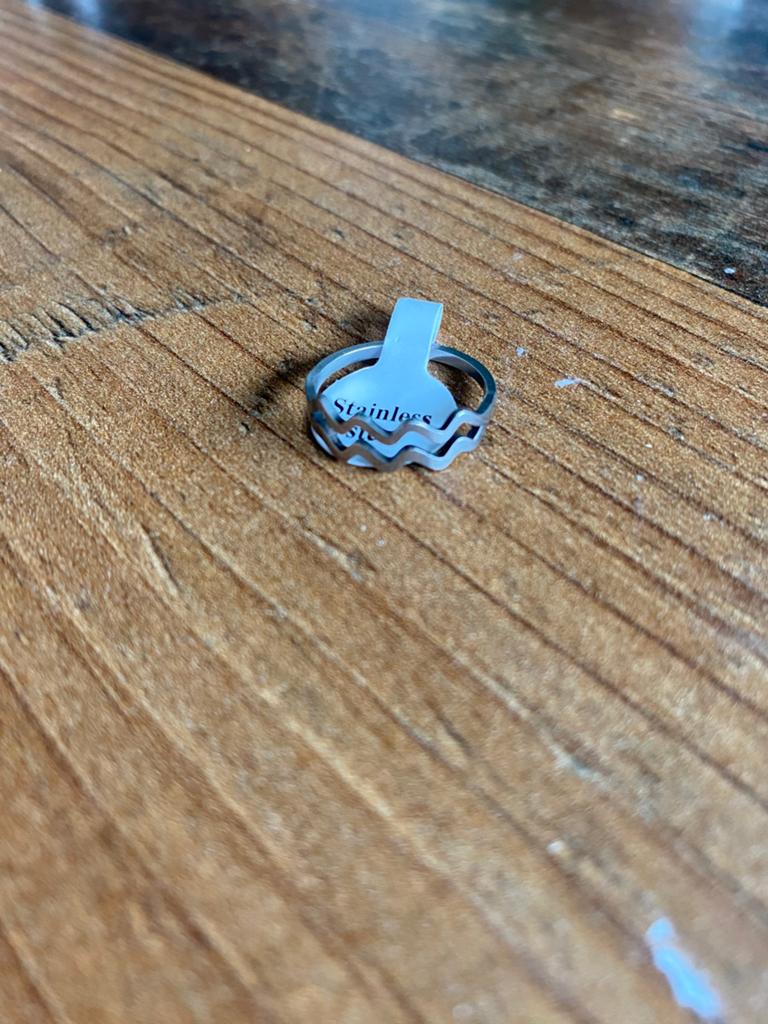 RVS Golfring - Maat 17 - Nieuw, Sieraden, Tassen en Uiterlijk, Ringen, Nieuw, Dame of Heer, 17 tot 18, Zilver, IJzer of Staal