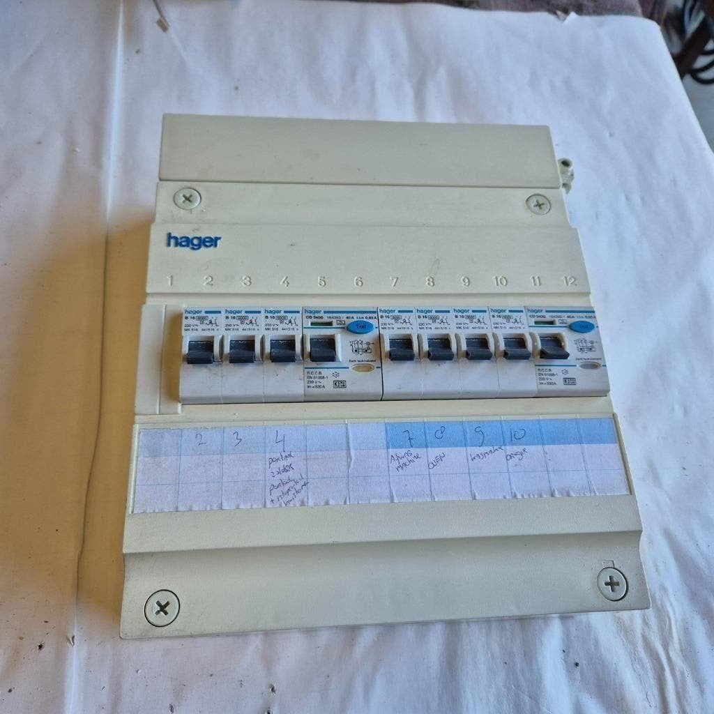 HAGER groepenkast met 2x aardlek +7x B16 installatieautomaat, Ophalen of Verzenden, Gebruikt