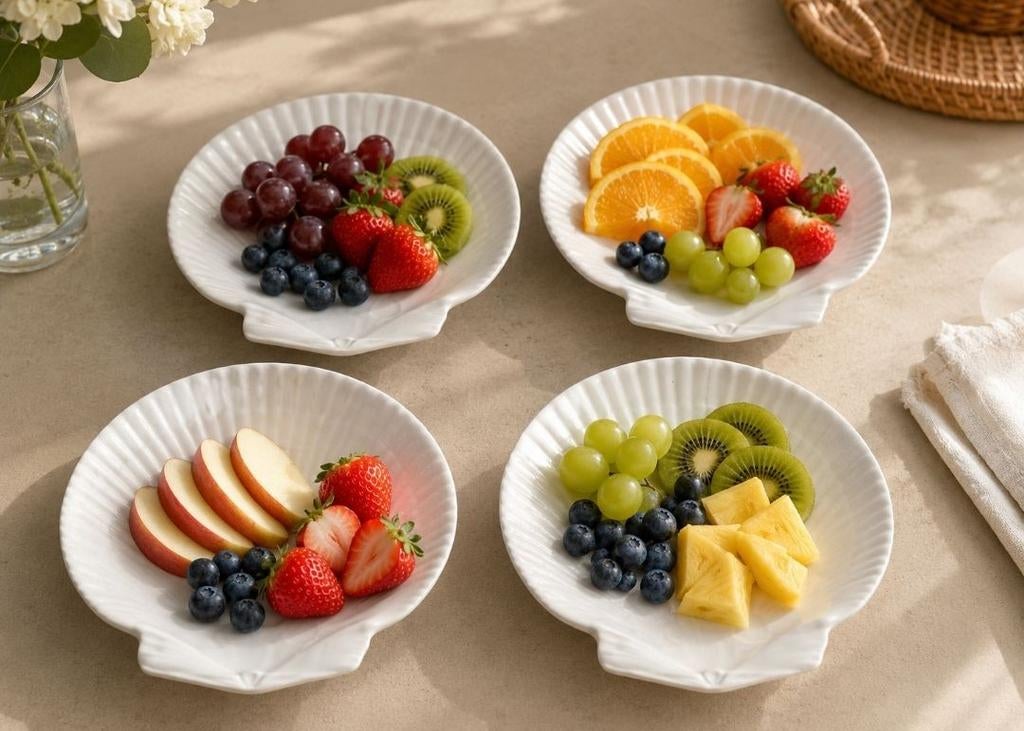 6 Wedgwood schelpborden / shell plates – Etruria Barlaston –, Ophalen of Verzenden, Zo goed als nieuw, Bord(en), Wedgwood
